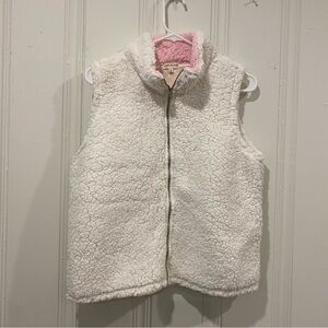 Heart Hips White Sherpa Vest with Pink Interior